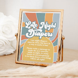 Groovy Late Night Diaper Retro Sunshine Shower Poster