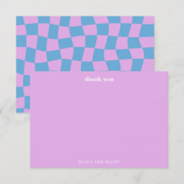Groovy Lavender Checkerboard Cute Baby Shower Tack Kort