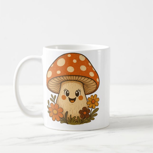 Groovy Leende Retro Svamp Kaffemugg (Vänster)