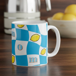Groovy Lemons Rutig Kökkitsch Mamma Kaffemugg