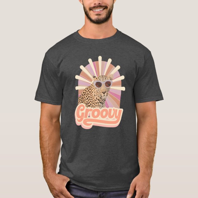 Groovy Leopard Modernt Pop Art Design retro T Shirt (Framsida)