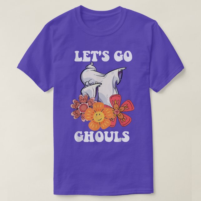 Groovy Let's Go Ghouls Floral Ghost Hippie Hallowe T Shirt (Design framsida)