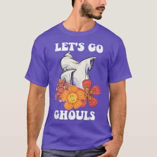 Groovy Let's Go Ghouls Floral Ghost Hippie Hallowe T Shirt