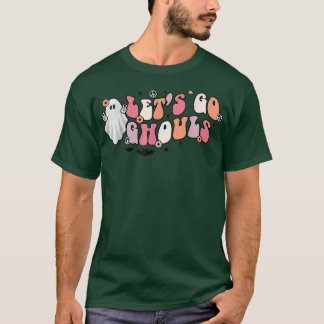 Groovy Let's Go Ghouls Floral Ghost Hippie Hallowe T Shirt
