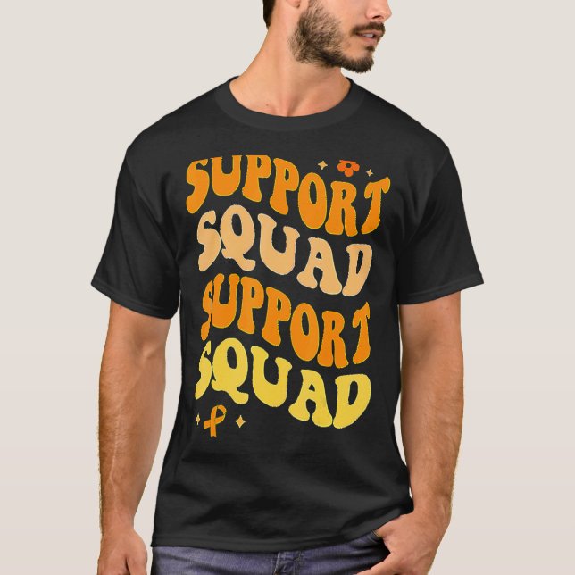 Groovy Leukemia Awareness Support Squad Orange Rib T Shirt (Framsida)