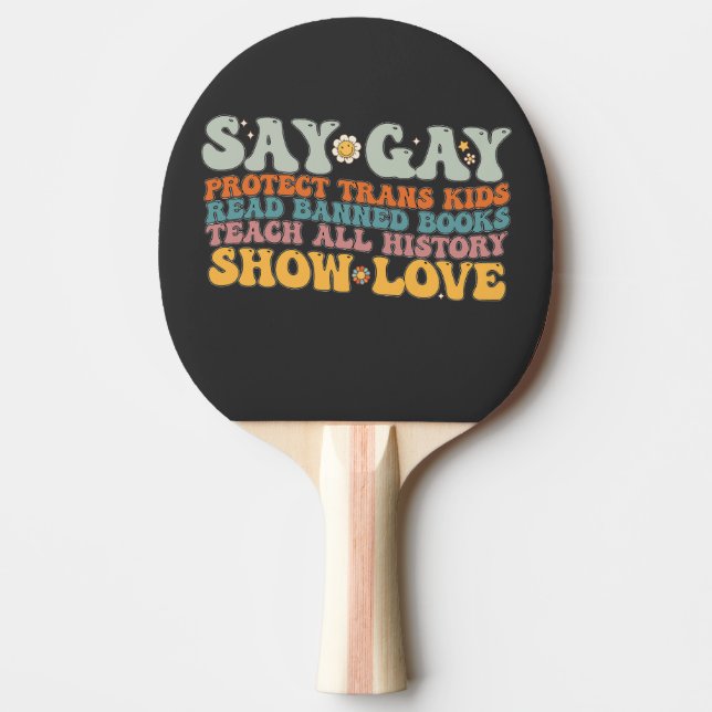 Groovy LGBT säger att Gay Protection Trans Kids Re Pingisracket (Framsidan)