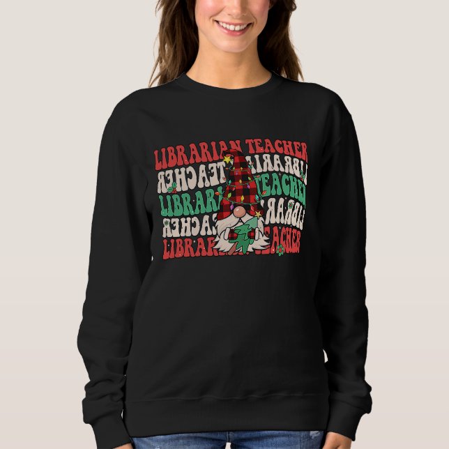 Groovy Librarian Teacher Christmas Gnome School Li T Shirt (Framsida)