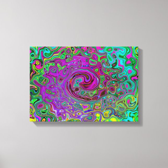 Groovy Lila Abstrakt Retro Liquid Swirl Canvastryck (Framsida)
