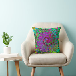 Groovy Lila Abstrakt Retro Liquid Swirl Kudde