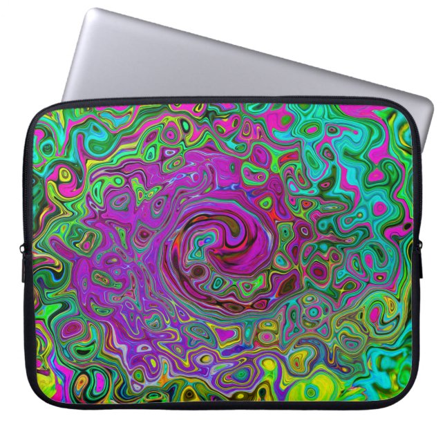 Groovy Lila Abstrakt Retro Liquid Swirl Laptop Fodral (Framsidan)