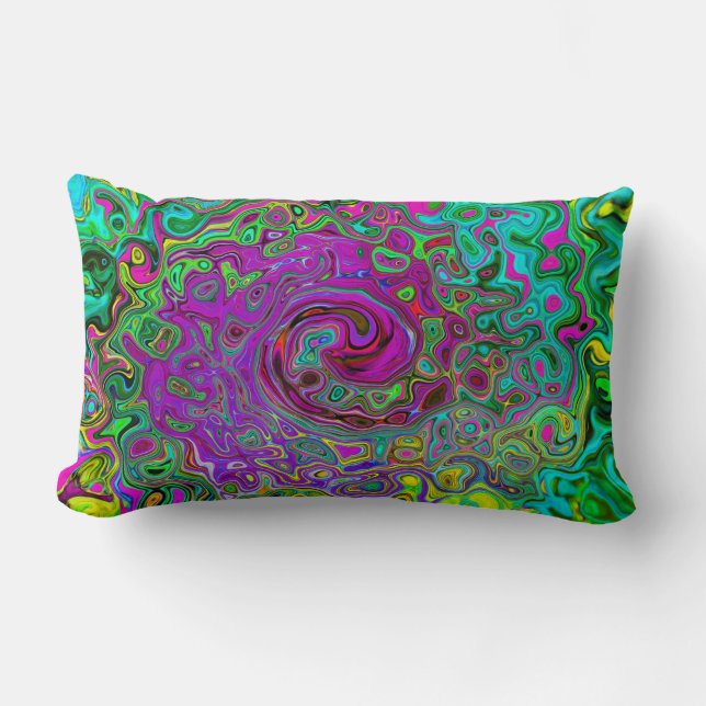 Groovy Lila Abstrakt Retro Liquid Swirl Lumbarkudde (Framsida)