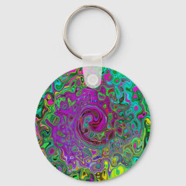 Groovy Lila Abstrakt Retro Liquid Swirl Nyckelring