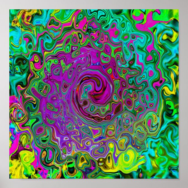 Groovy Lila Abstrakt Retro Liquid Swirl Poster (Framsidan)