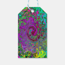 Groovy Lila Abstrakt Retro Liquid Swirl Presentetikett