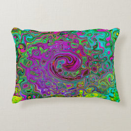 Groovy Lila Abstrakt Retro Liquid Swirl Prydnadskudde