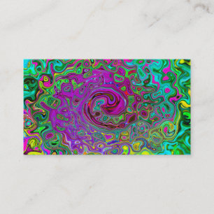 Groovy Lila Abstrakt Retro Liquid Swirl Visitkort