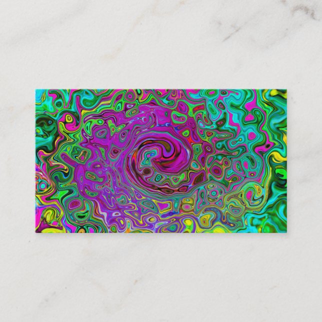 Groovy Lila Abstrakt Retro Liquid Swirl Visitkort (Framsida)