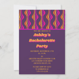 Groovy Lila Disco Bachelorette Party Inbjudningar