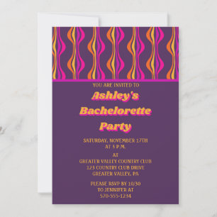 Groovy Lila Disco Bachelorette Party Inbjudningar