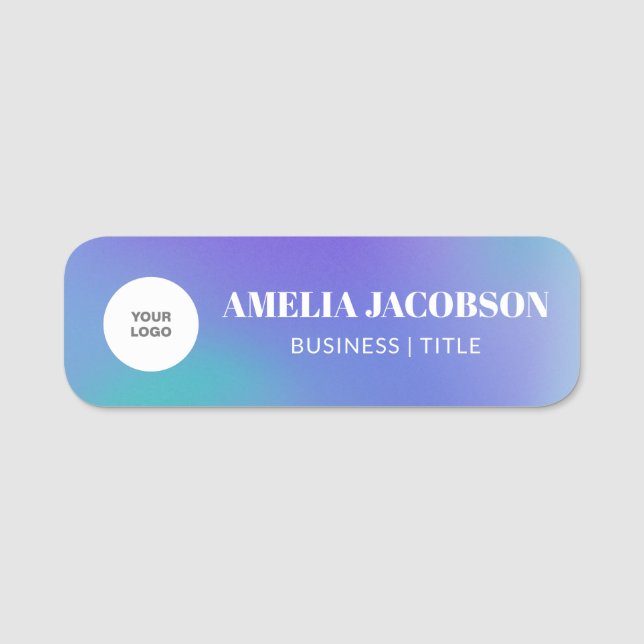 Groovy lila gradient med eget logotyp  namnbricka (Framsida)