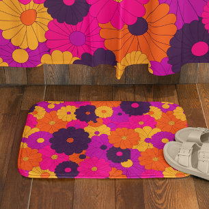Groovy Lila och Rosa Hippie Flower Power Badrumsmatta