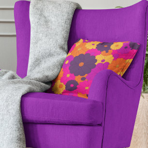 Groovy Lila och Rosa Hippie Flower Power Kudde