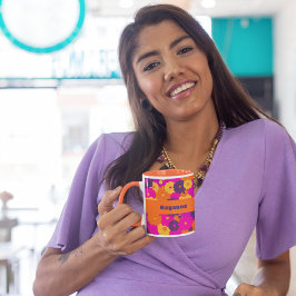 Groovy Lila och Rosa Hippie Flower Power Mugg