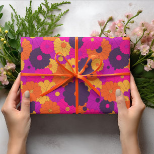 Groovy Lila och Rosa Hippie Flower Power Presentpapper