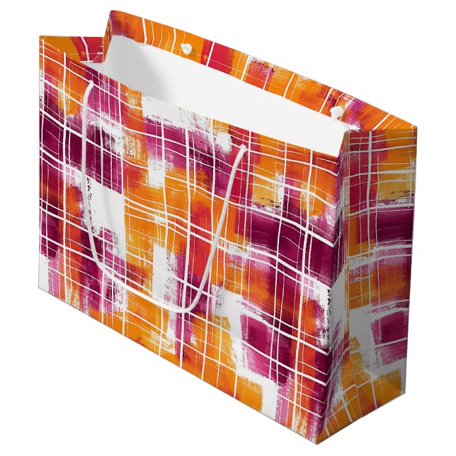 Groovy lila orange rutig randig födelsedag (Framsidan Vinklad)