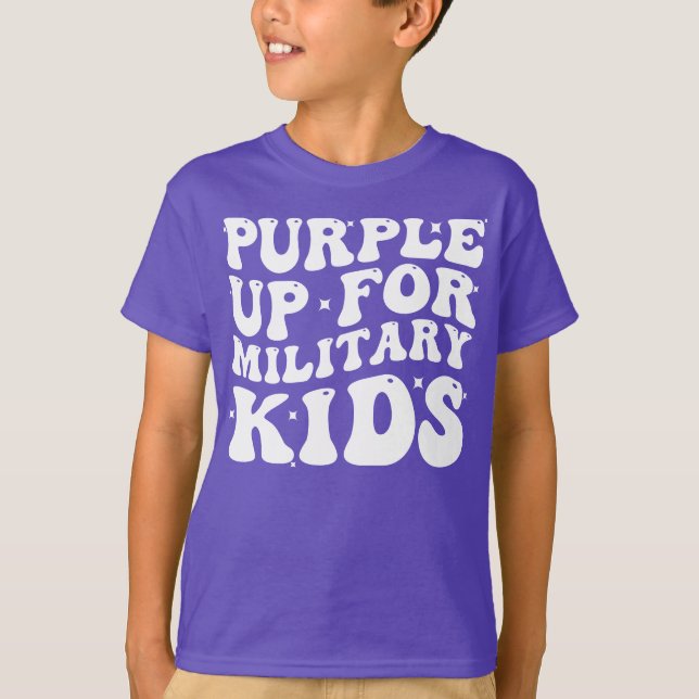 Groovy Lila upp för militära barn till militära ba T Shirt (Framsida)