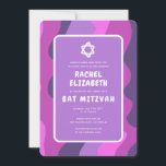 Groovy Lila Vågar Star David Anpassningsbar Bat mi Inbjudningar<br><div class="desc">Perfekt kort för att tillkännage ett bat mitzvah eller annat judiskt firande! Hand skapade konst åt dig med hantering på baksidan! FULLT ANPASSADE! Klicka på "Anpassa" ovan om du vill redigera texten. Klicka på "Redigera med verktyg" om du vill justera typsnitt, färg och placeringar och ta bort baksidans design om...</div>