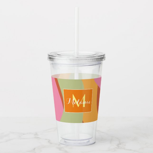 Groovy Linjer Colorful Initial Monogram Namn Take Away Mugg (Framsida)