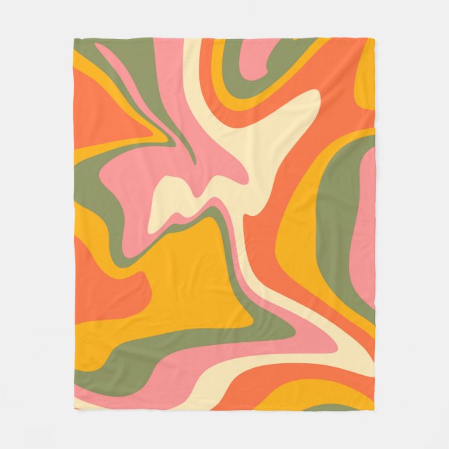 Groovy Liquified Marble Retro 60 Vintage Party Fleecefilt (Framsidan)