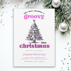 Groovy Little Christmas Disco Rosa Julfest Inbjudningar