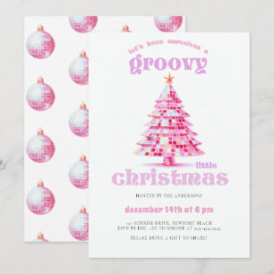 Groovy Little Christmas Pink Disco Julfest Inbjudningar