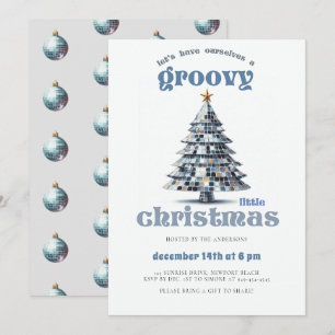 Groovy Little jul Disco Blue jul Party Inbjudningar