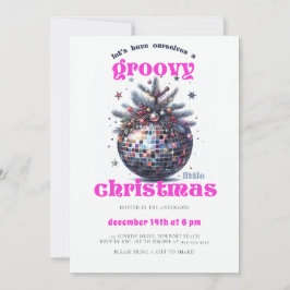 Groovy Little jul Disco Rosa jul Party Inbjudningar