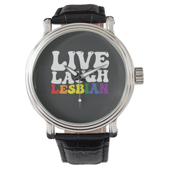 Groovy Live Laugh Lesbisk HBTQ Stolthet Armbandsur (Framsida)