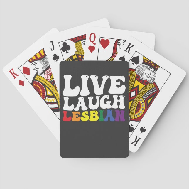 Groovy Live Laugh Lesbisk LGBT-Pride Casinokort (Baksidan)