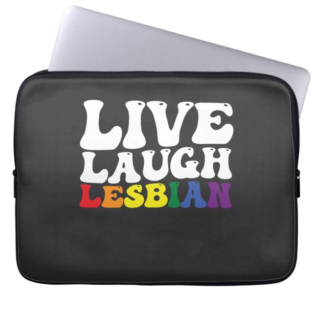 Groovy Live Laugh Lesbisk LGBT-Pride Laptop Fodral (Framsidan)