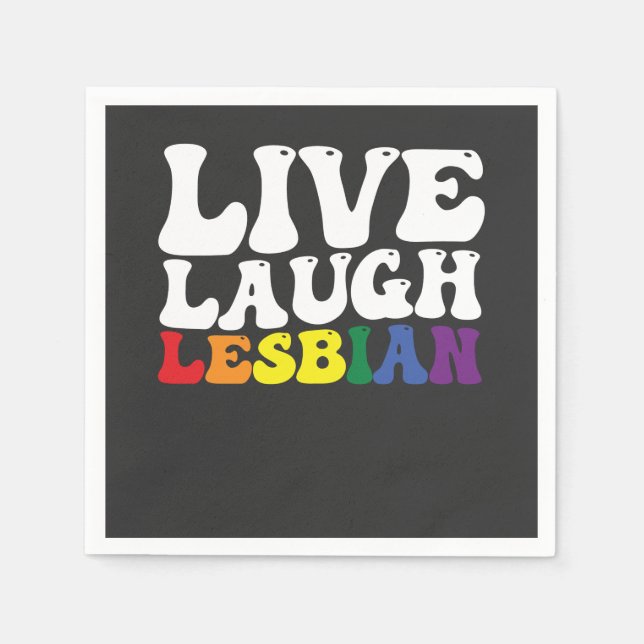 Groovy Live Laugh Lesbisk LGBT-Pride Pappersservett (Framsidan)