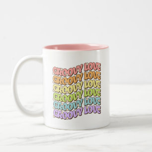 Groovy Love Daisy Retro Regnbåge Två-Tonad Mugg