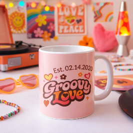 Groovy Love Personalized Valentine’s Gift Retro Kaffemugg
