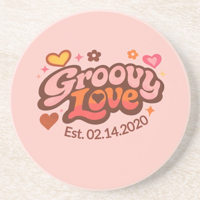 Groovy Love Personalized Valentine’s Gift Retro Underlägg (Framsidan)
