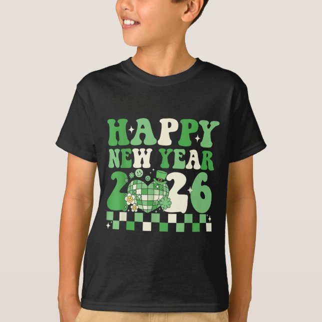 Groovy Lucky Happy New Year 2026 Disco Ball Women  T Shirt (Framsida)