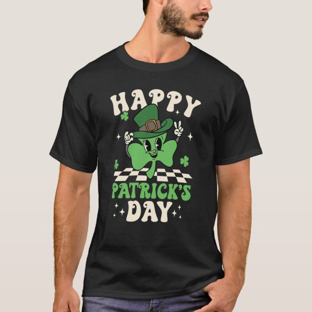Groovy Lucky Shamrock Happy St Patrick's Day C Iri T Shirt (Framsida)