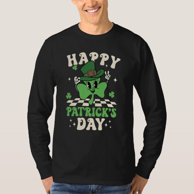 Groovy Lucky Shamrock Happy St Patrick's Day C Iri T Shirt (Framsida)