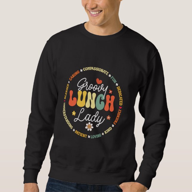 Groovy Lunch Dam Funny School Cafeteria Workers T Lång Ärmad Tröja (Framsida)