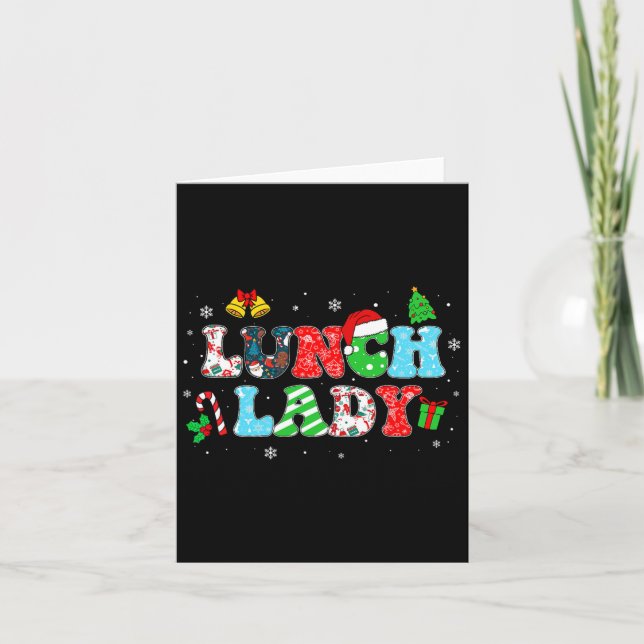 Groovy Lunch Lady Julmatchande Xmas Lunch La Kort (Framsida)