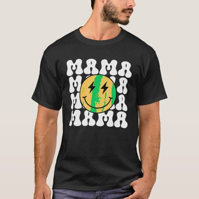 Groovy Lycklig Ansikte Bolt Ögon One Lycklig Birth T Shirt (Framsida)